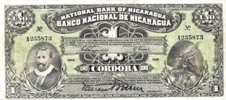 Аверс банкноты 1 kordoba (Nikaragua) 1914