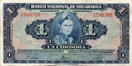 Аверс банкноты 1 кордоба (Никарагуа) 1941 года