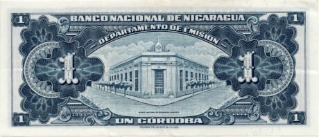 Реверс банкноты 1 кордоба (Никарагуа) 1953 года