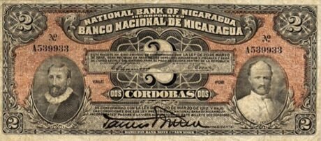 Аверс банкноты 2 Cordoby (Nikaragua) 1914