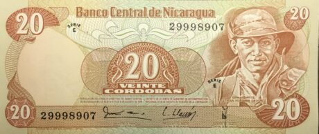 Аверс банкноты 20 кордоб (Никарагуа) 1979 года