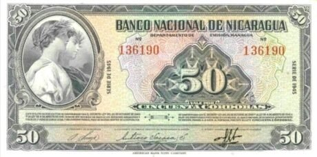 Аверс банкноты 50 cordob (Nikaragua) 1942