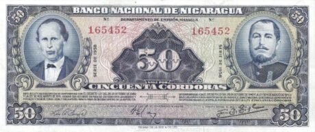 Аверс банкноты 50 кордоб (Никарагуа) 1953 года