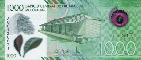 Аверс банкноты 1000 кордоб (Никарагуа) 2017 года