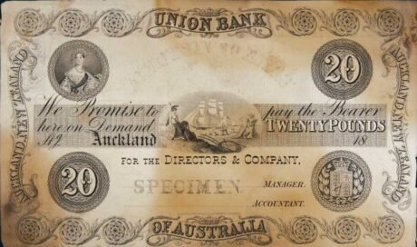 Аверс банкноты 20 funtów (Nowa Zelandia) 1852