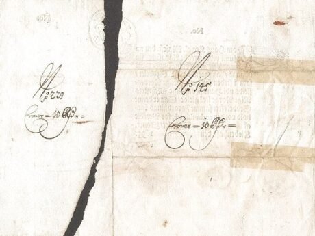 Реверс банкноты 10 ригсбанкдалер (Норвегия) 1695 года