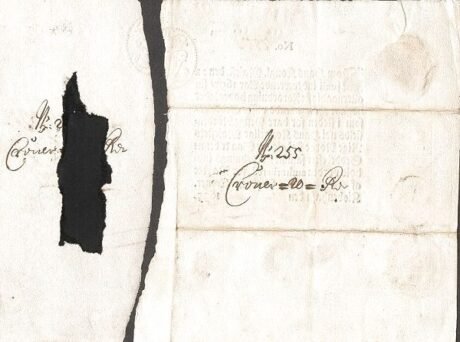 Реверс банкноты 20 Rigsbankdaler (Norwegia) 1695