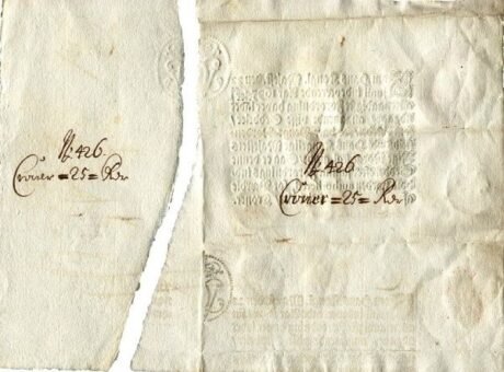 Реверс банкноты 25 ригсбанкдалер (Норвегия) 1695 года