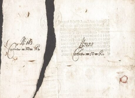 Реверс банкноты 50 ригсбанкдалер (Норвегия) 1695 года