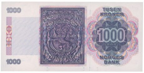 Реверс банкноты 1000 крон (Норвегия) 1989 года