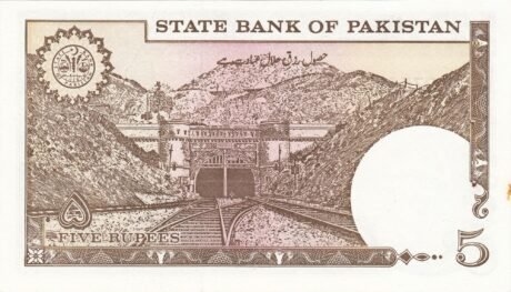 Реверс банкноты 5 рупий (Пакистан) 1984 года
