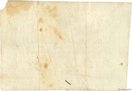 Реверс банкноты 3 песо Tesoro Nacional синего цвета (Парагвай) 1865 года