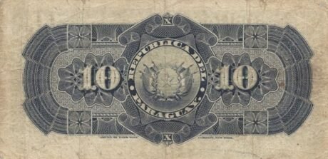 Реверс банкноты 10 песо (Парагвай) 1907 года