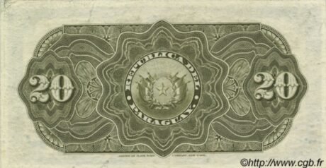 Реверс банкноты 20 песо (Парагвай) 1907 года