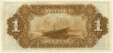 Реверс банкноты 1 sol (Peru) 1879