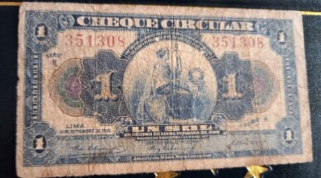 Аверс банкноты 1 sol „⅒ Libra Peruana de Oro” (Peru) 1918