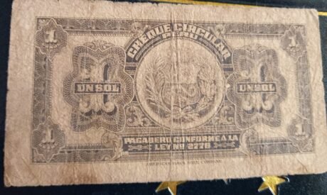 Реверс банкноты 1 sol „⅒ Libra Peruana de Oro” (Peru) 1918