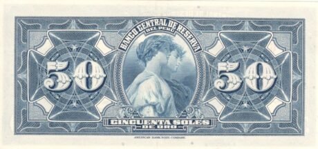 Реверс банкноты 50 золотых солей (Перу) 1941 года