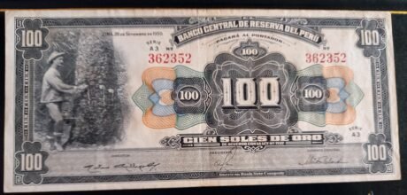 Аверс банкноты 100 złotych soli (Peru) 1941