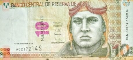 Аверс банкноты 10 новых солей (Перу) 2009 года