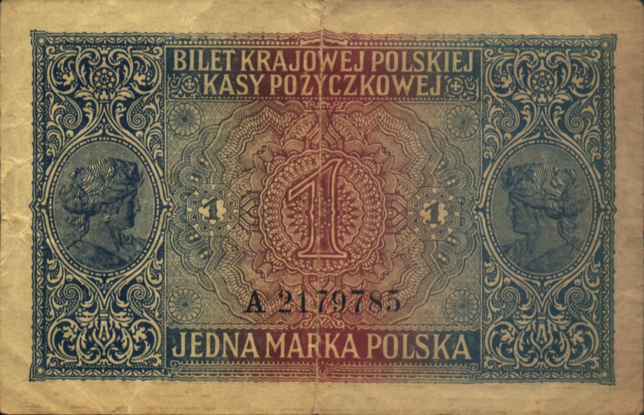 Реверс банкноты 1 марка (Польша) 1917 года