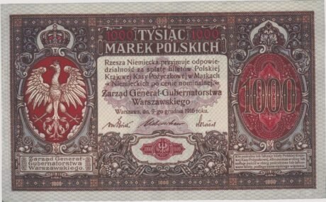Аверс банкноты 1000 марок (Польша) 1916 года