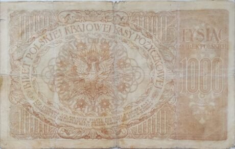 Реверс банкноты 1000 marek (Polska) 1919