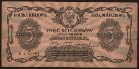 Аверс банкноты 5000000 марок (Польша) 1923 года