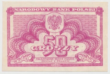 Аверс банкноты 50 грошей (Польша) 1944 года