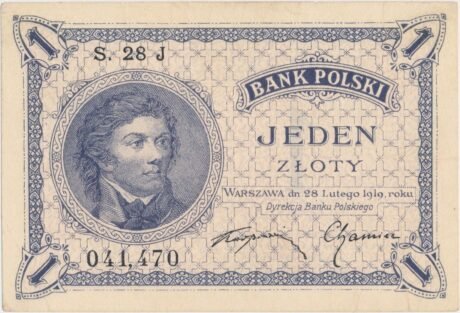 Аверс банкноты 1 złoty (Polska) 1919