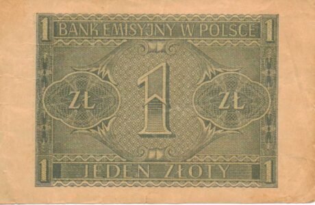 Реверс банкноты 1 злотый 