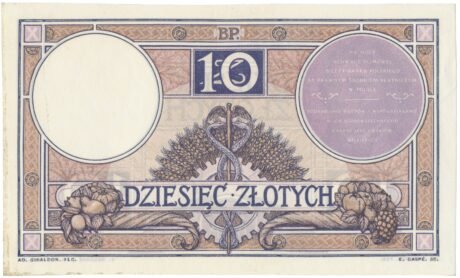 Реверс банкноты 10 złotych (Polska) 1919
