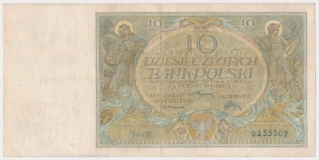 Аверс банкноты 10 злотых (Польша) 1926 года