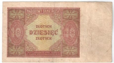 Реверс банкноты 10 złotych (Polska) 1946