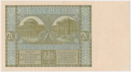 Реверс банкноты 20 злотых (Польша) 1929 года