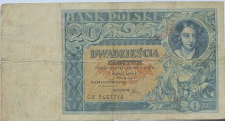 Аверс банкноты 20 złotych (Polska) 1931
