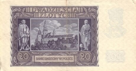 Реверс банкноты 20 злотых 