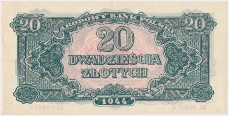 Реверс банкноты 20 злотых (Польша) 1944 года