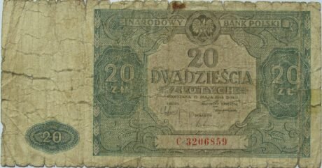 Аверс банкноты 20 злотых (Польша) 1946 года