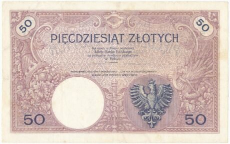 Реверс банкноты 50 złotych (Polska) 1919