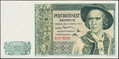 Аверс банкноты 50 злотых 