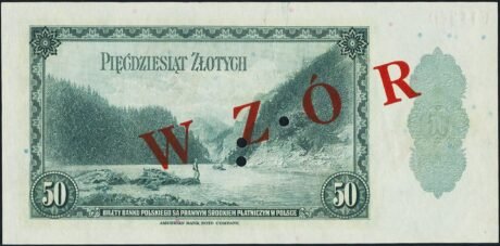 Реверс банкноты 50 злотых 