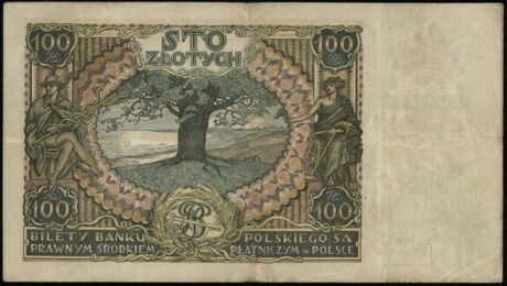Реверс банкноты 100 злотых 