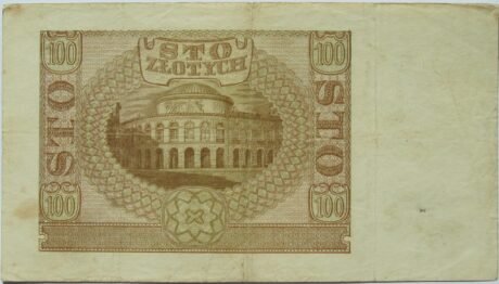 Реверс банкноты 100 злотых 