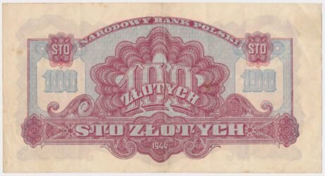 Реверс банкноты 100 złotych (Polska) 1944