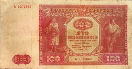 Аверс банкноты 100 злотых (Польша) 1946 года