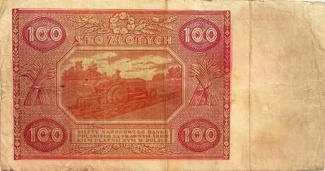 Реверс банкноты 100 злотых (Польша) 1946 года