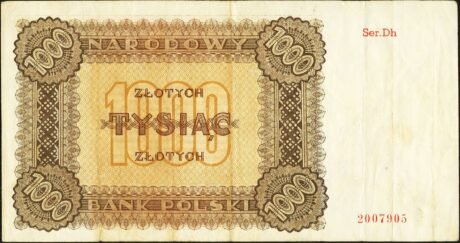 Реверс банкноты 1000 złotych (Polska) 1946