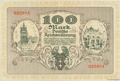 Реверс банкноты 100 marek (Polska) 1922