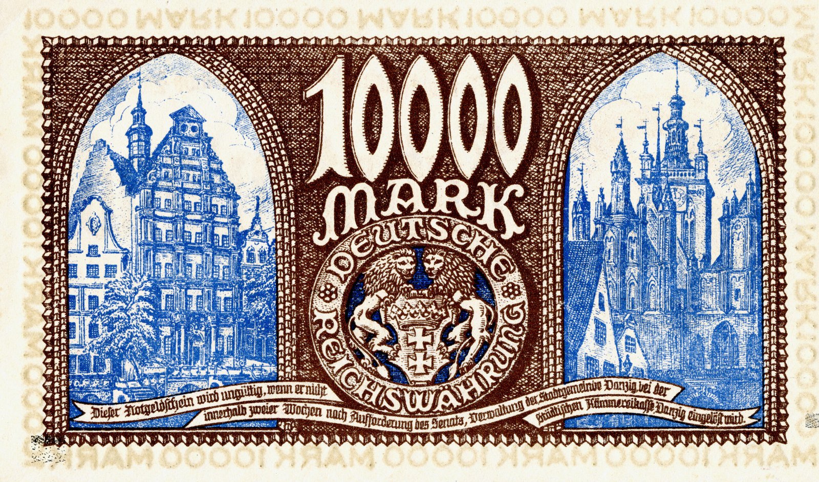 Реверс банкноты 10000 марок (Польша) 1923 года